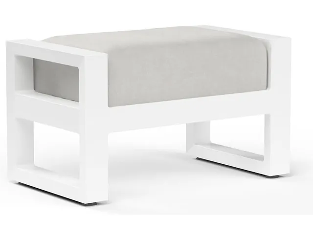 Newport Ottoman in Cast Silver, No Welt