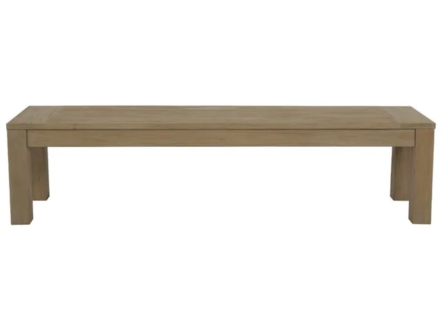 Coastal Teak Dining Bench in Canvas Canvas, No Welt - Alternative View