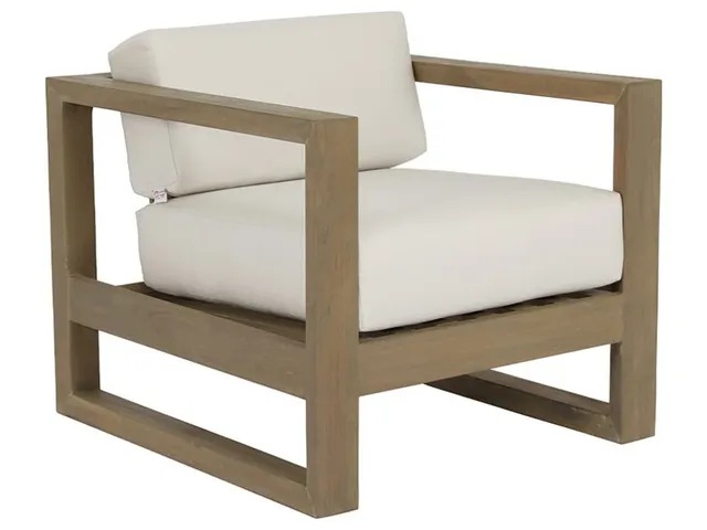 Coastal Teak Club Chair in Canvas Canvas, No Welt