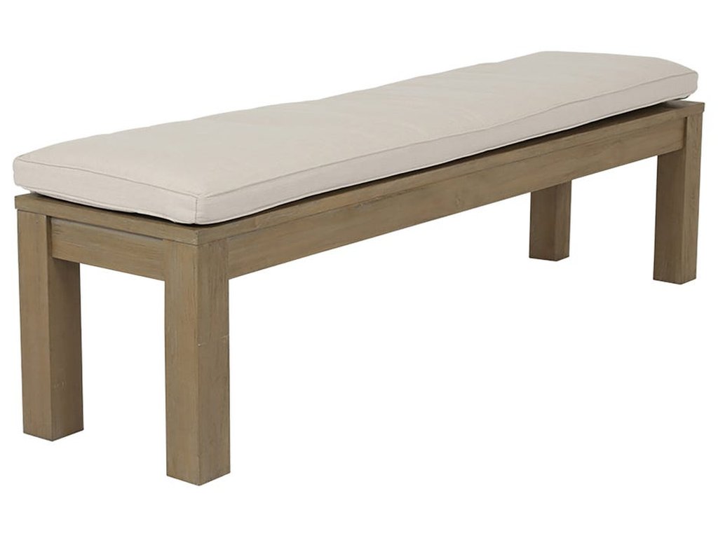 Coastal Teak Dining Bench in Canvas Canvas, No Welt - main image