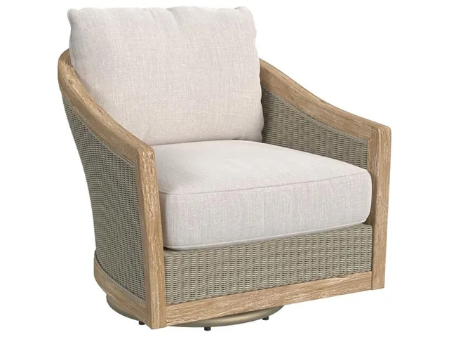 Cambria Swivel Club Chair in Canvas Canvas w/ Self Welt