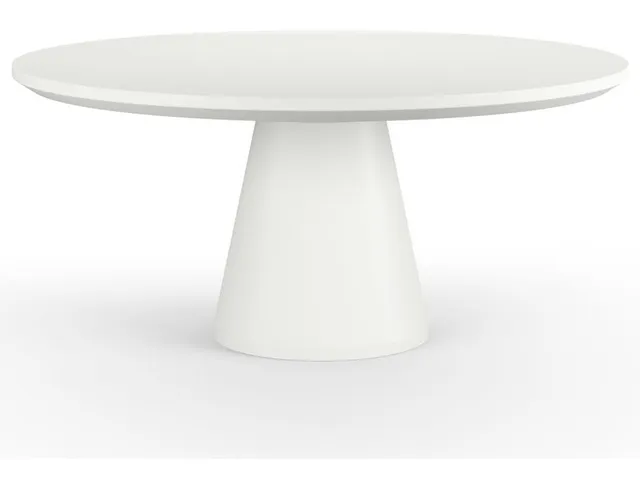 Pedestal Dining Table, Bone Finish