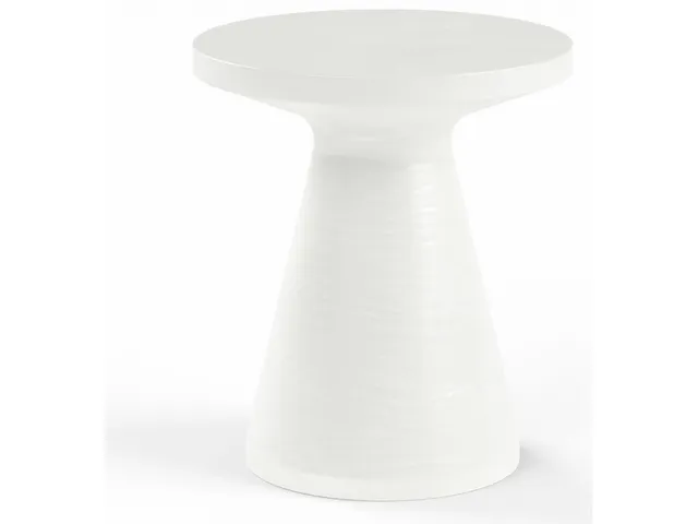 GRC Round End Table, Bone Finish