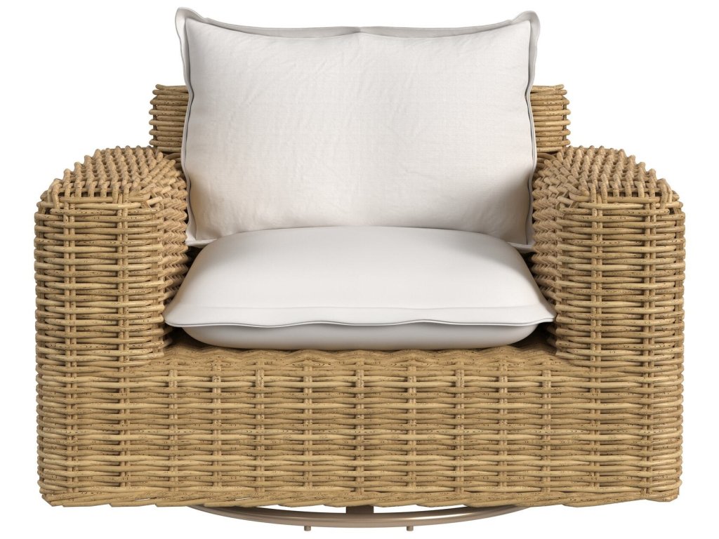 Playa Oversized Swivel Club Chair in Soothe Pearl w/ Flange Welt - image 1