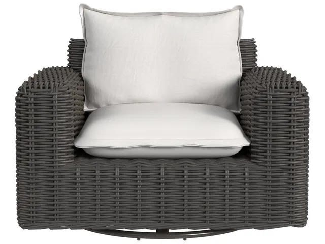 Cabo Oversized Swivel Club Chair in Soothe Pearl w/ Flange Welt - Alternative View