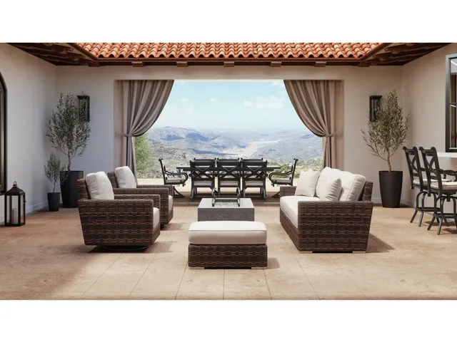 Montecito Ottoman in Canvas Flax w/ Self Welt - Alternative View
