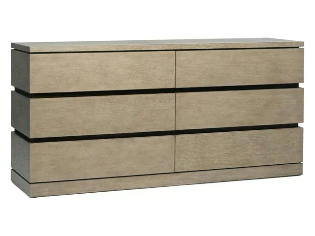 Bolton 6 Drawer Chest - Washed taupe