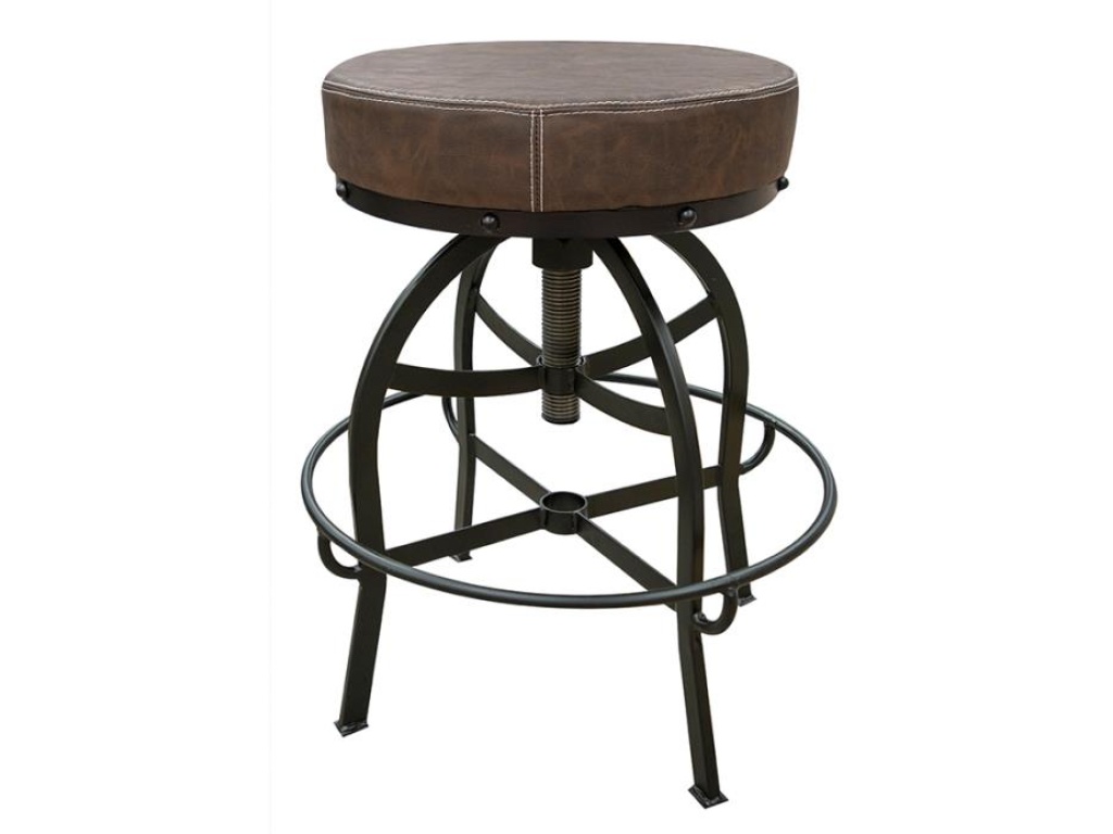 Upholstered Seat Adjustable 24-30" Swivel Iron Base Barstool - main image