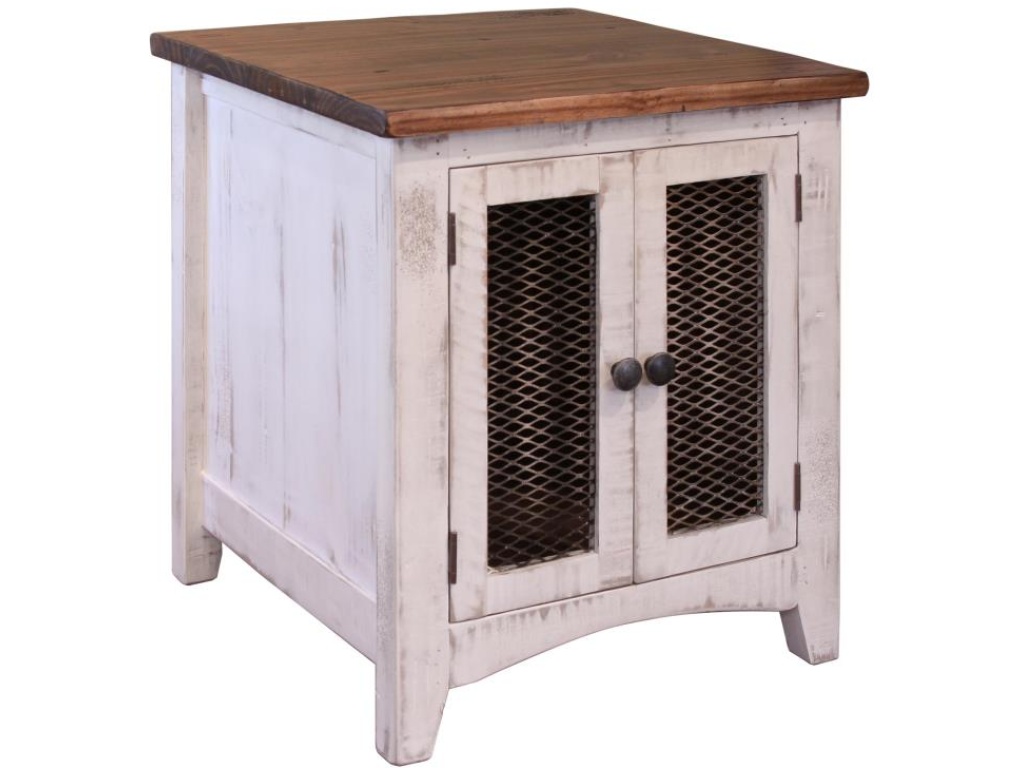 2 Metal Mesh Doors End Table - main image