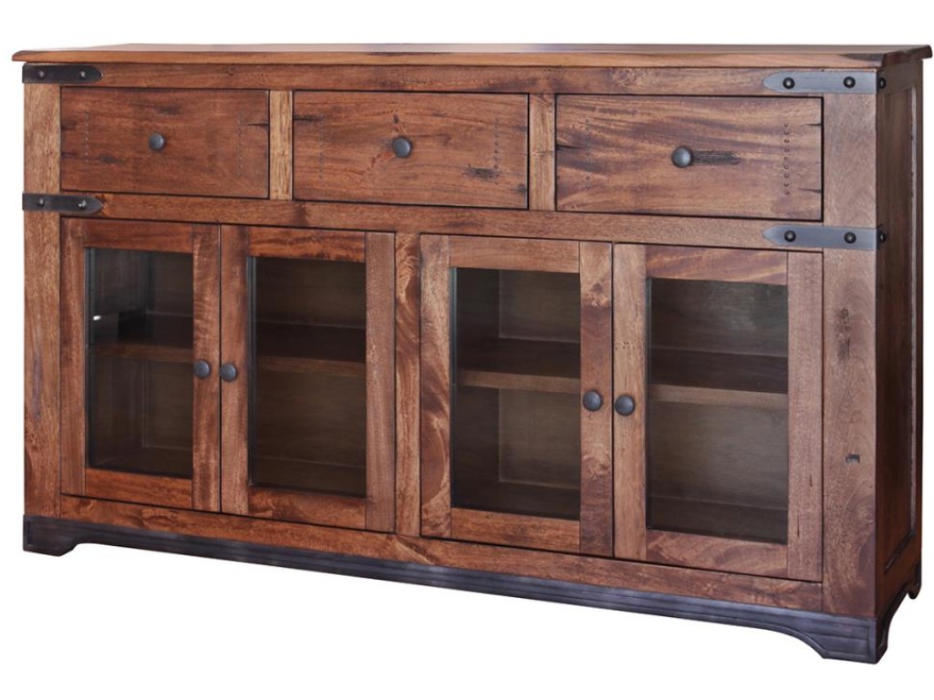 3 Drawer 4 Glass Doors 70" Console - main image