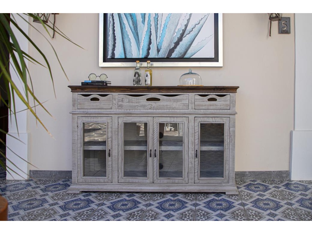 3 Drawer 4 Glass Door Console - image 1