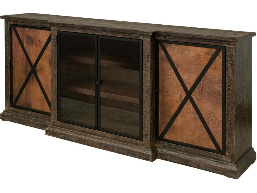 2 Copper-Paneled Door 2 Glass Door Console - image 2