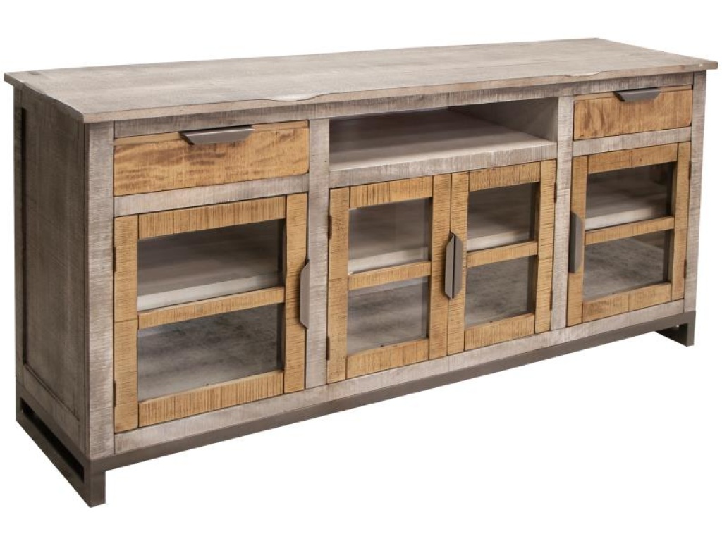 2 Drawer 4 Glass Doors 70" TV Stand - image 2