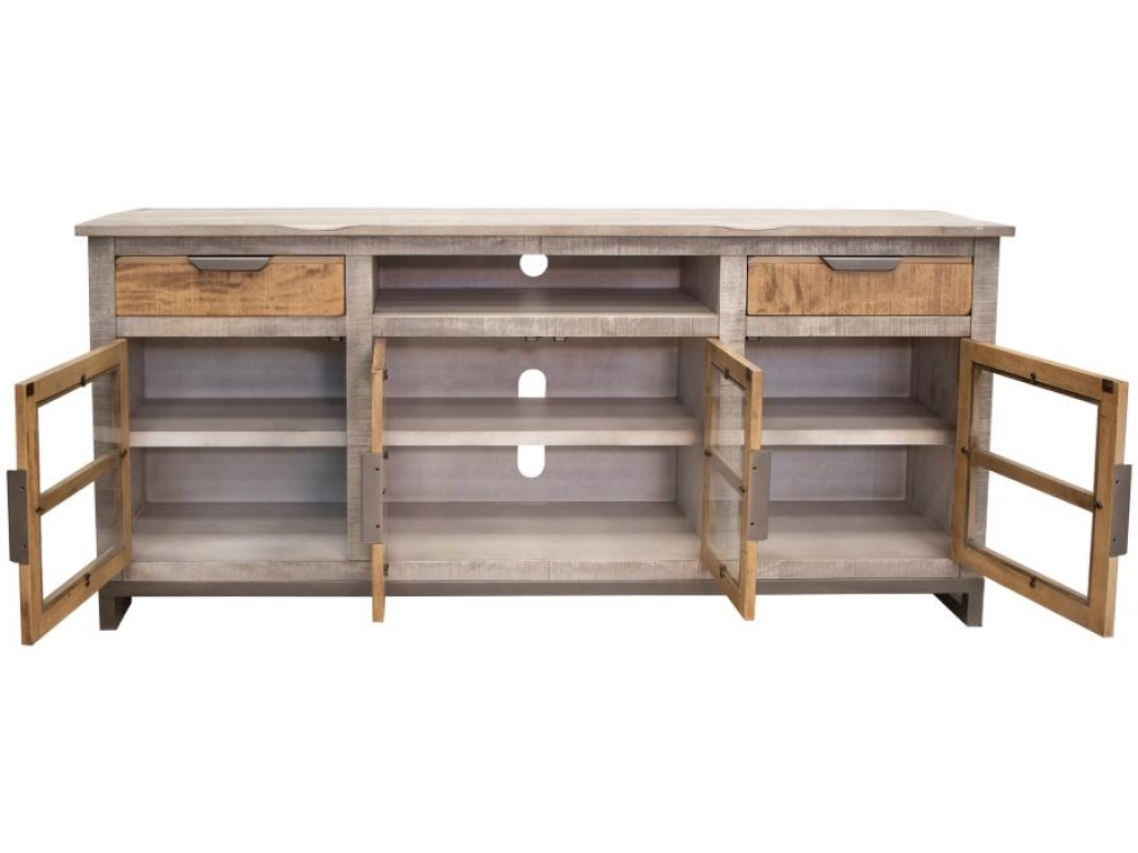 2 Drawer 4 Glass Doors 70" TV Stand - image 4