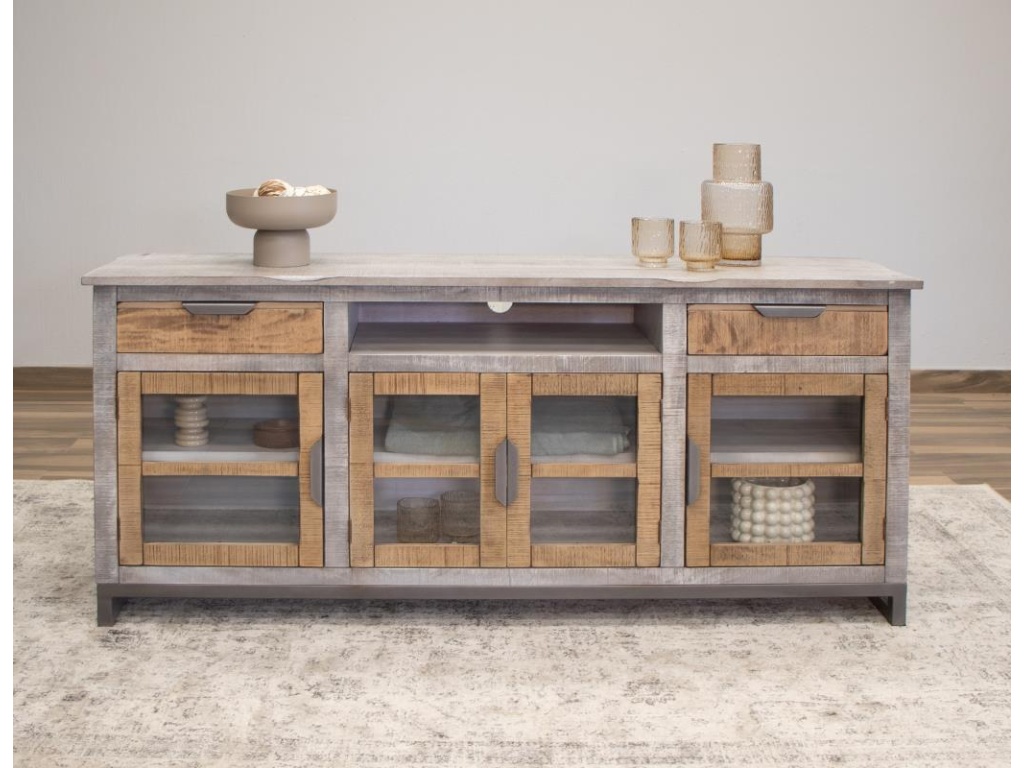 2 Drawer 4 Glass Doors 70" TV Stand - image 1