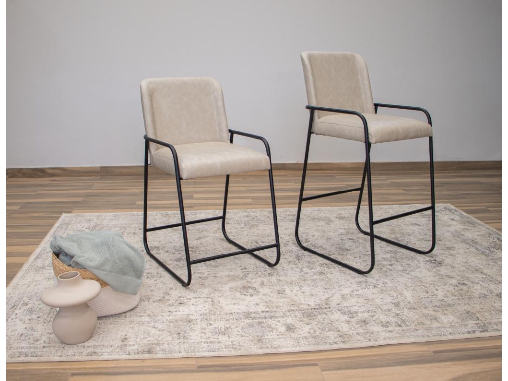 Wooden Frame & Metal Base, 30" Upholstered Barstool - image 1