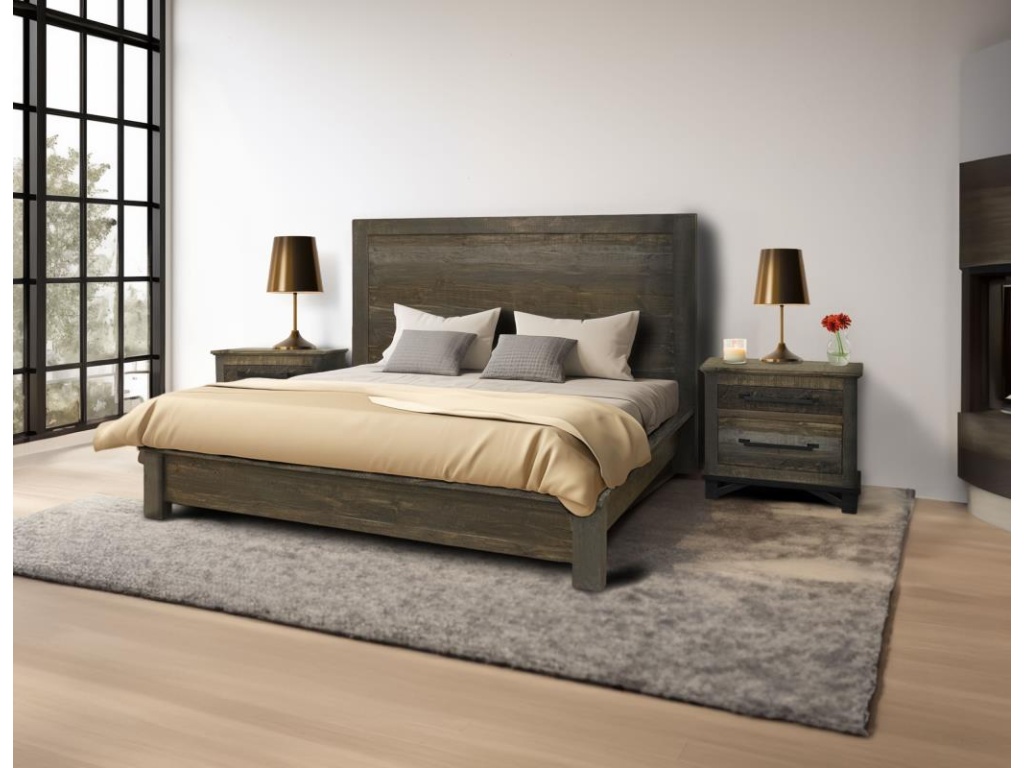 Loft Brown, King Low Profile Bed - image 1
