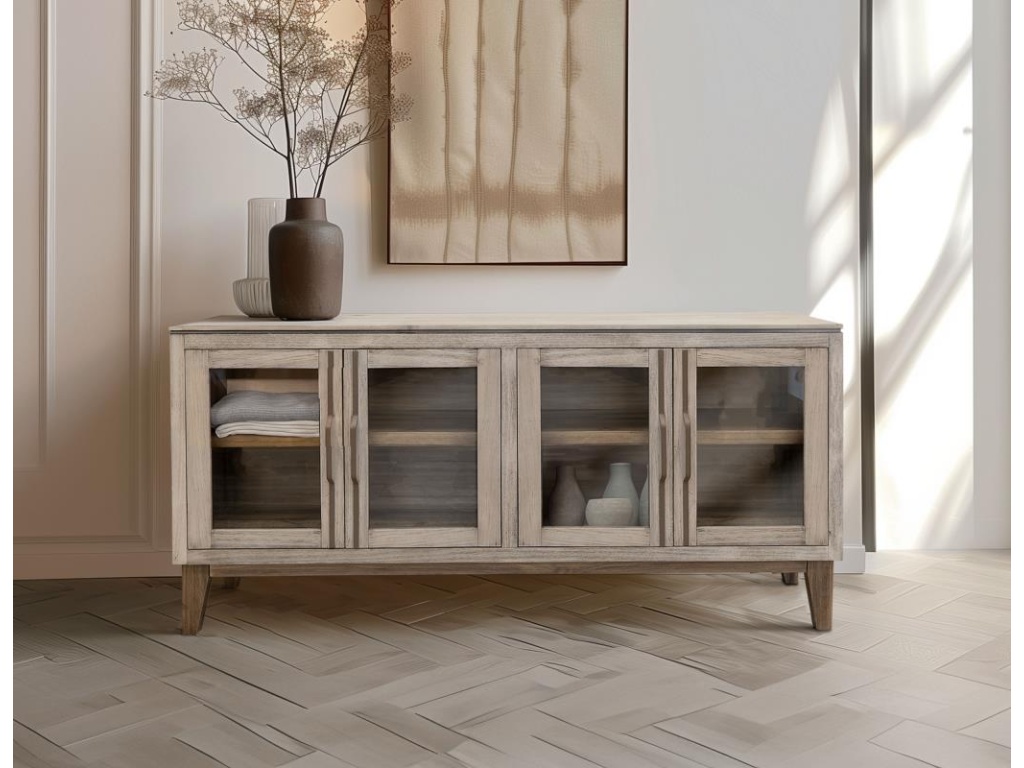 4 Glass Door Metal Handle Console - image 3