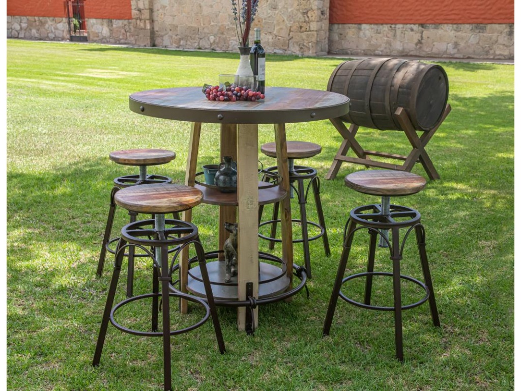 Antique Multicolor, Bistro Table Barrel Shaped with Shelves - image 3