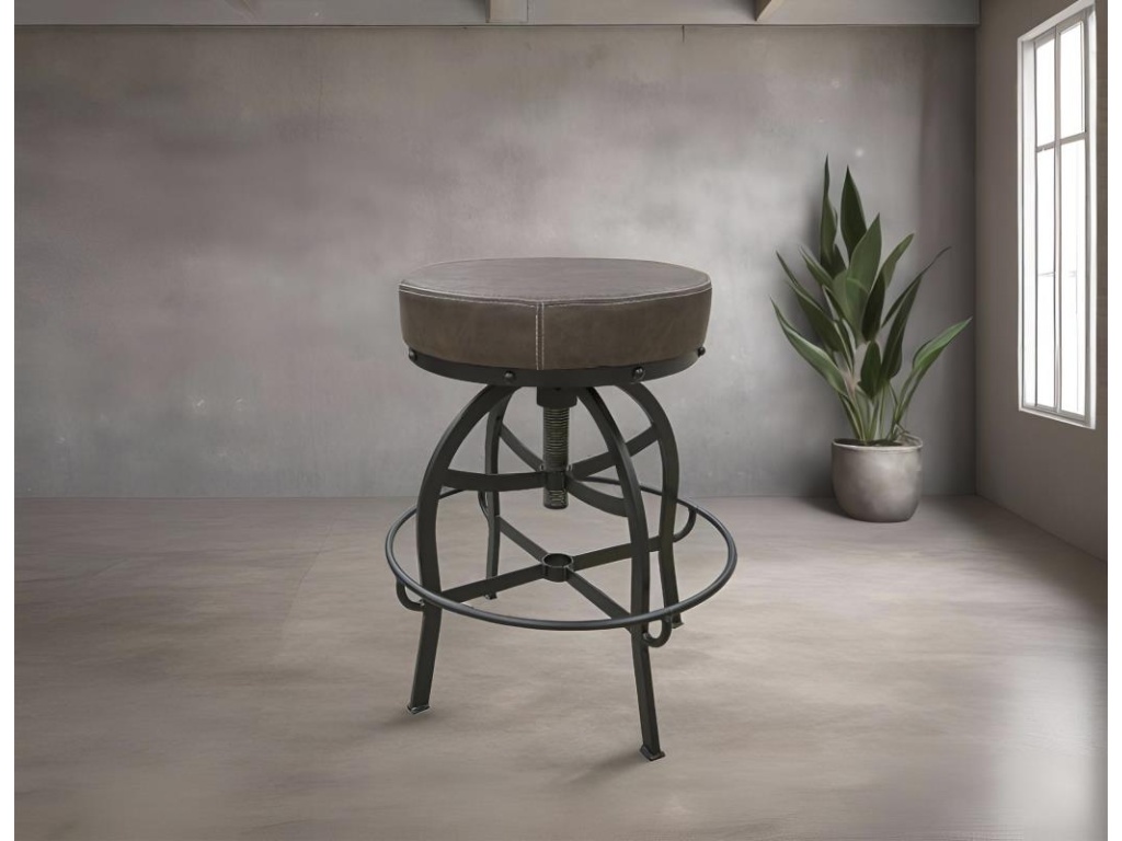 Upholstered Seat Adjustable 24-30" Swivel Iron Base Barstool - image 1