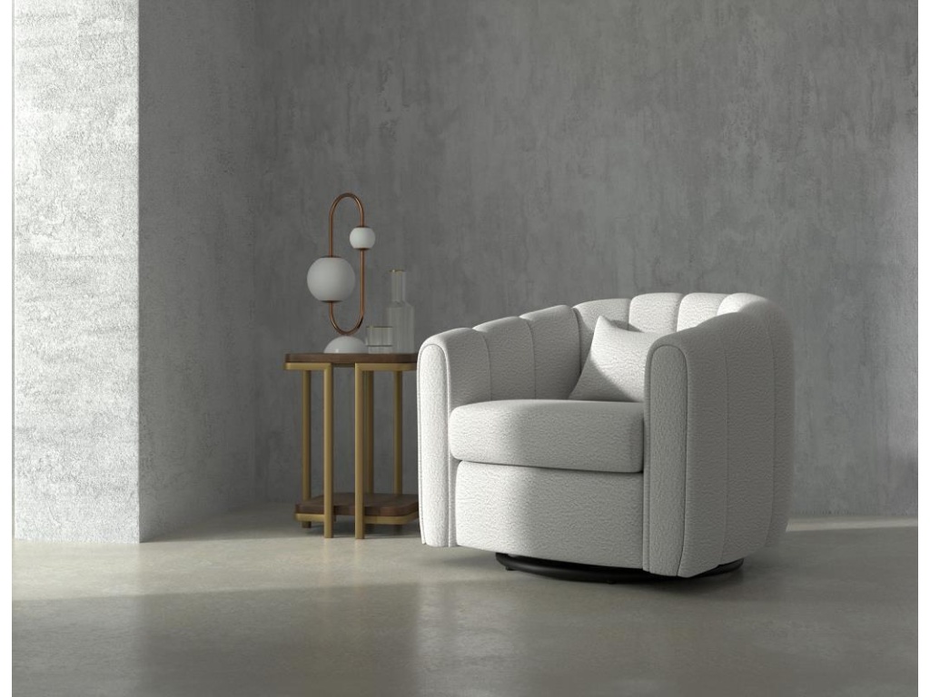 Wooden Frame & Metal Base, 360 Degree Swivel Glider Accent Chair - image 1