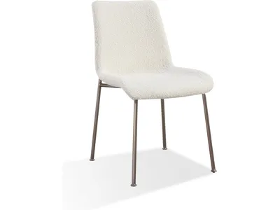 Jade Upholstered Dining Chair in Cottage Cheese Boucle and Brushed Nickel Metal - Alternative View