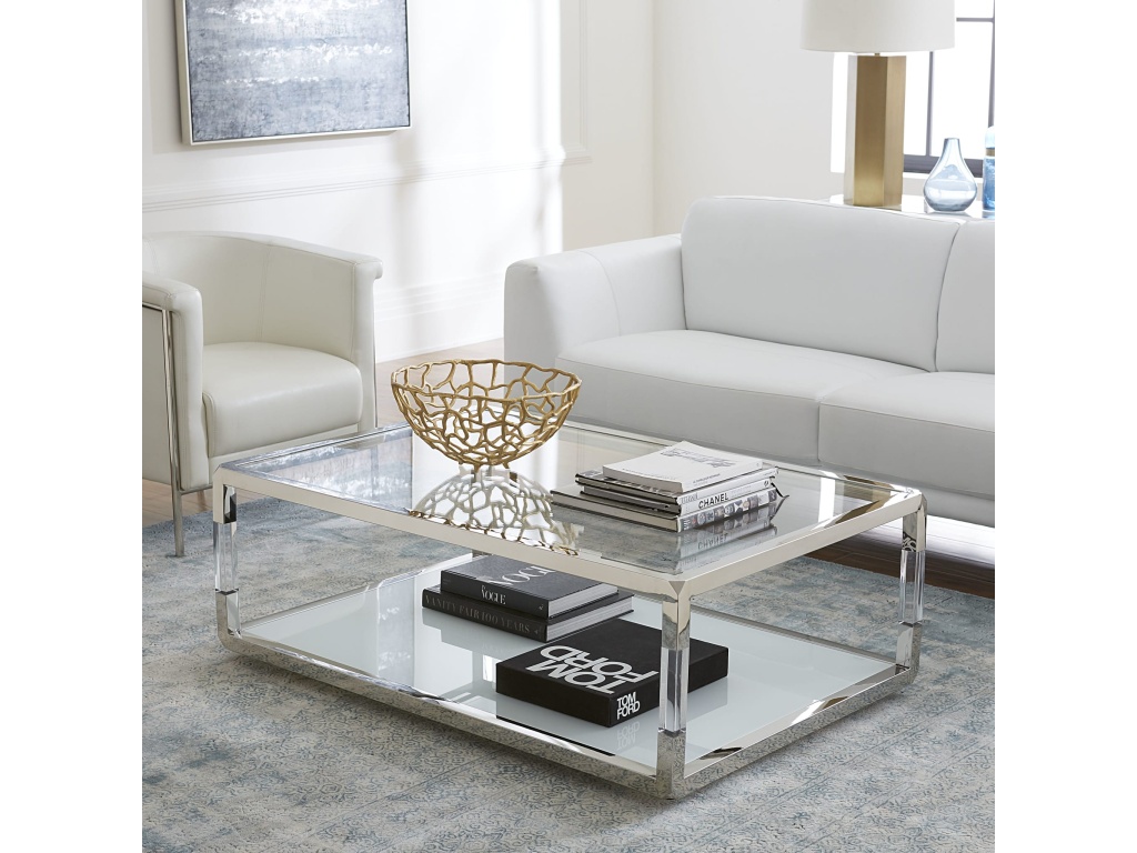Jasper Coffee Table in Acrylic/White Glass/PSS - main image
