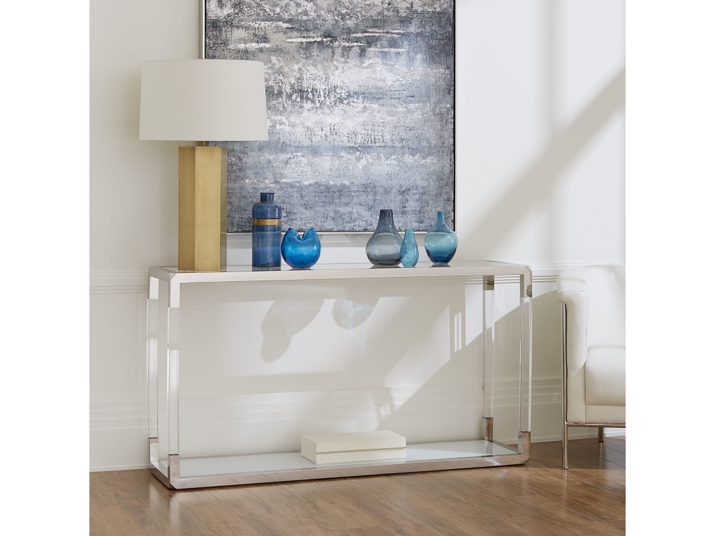 Jasper Console Table in Acrylic/White Glass/PSS - main image