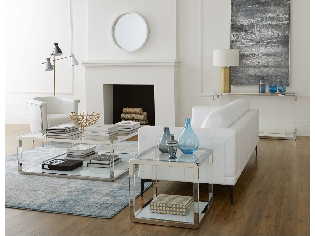 Jasper End Table in Acrylic/White Glass/PSS - image 1