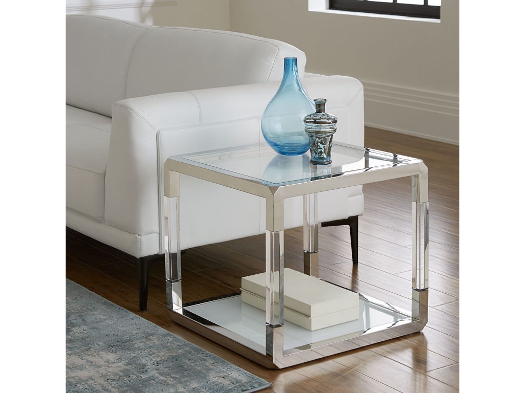 Jasper End Table in Acrylic/White Glass/PSS - main image
