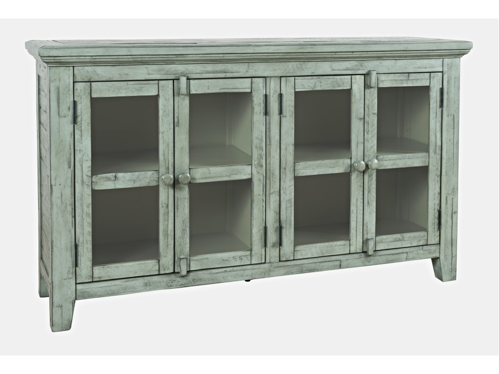 Rustic Shore 4 Door Low Accent Cabinet - KD - image 1