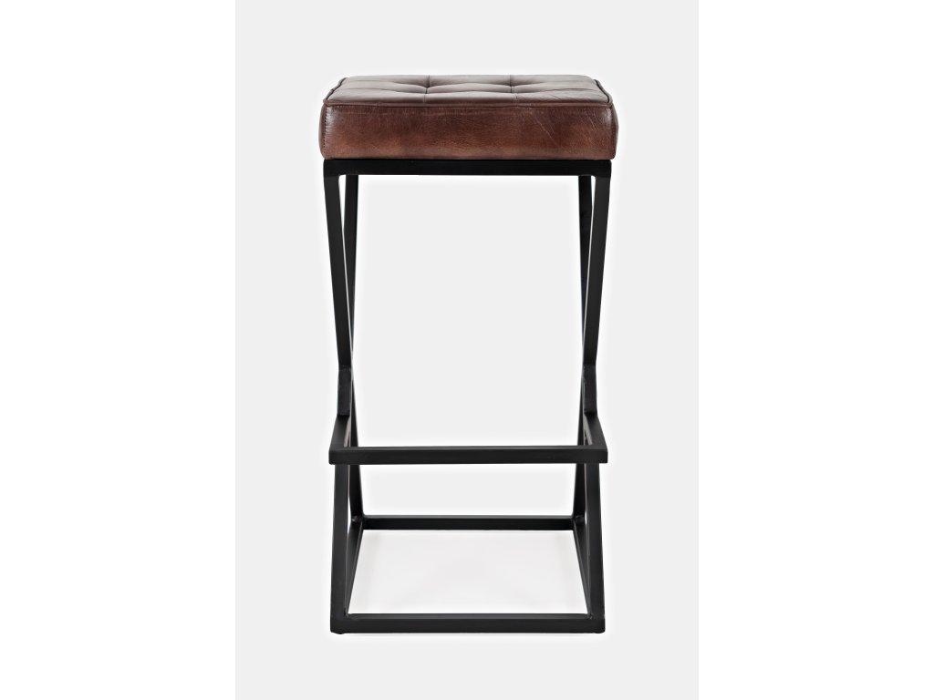 Brooks Leather Stool (1/CTN) - Dark Sienna - main image