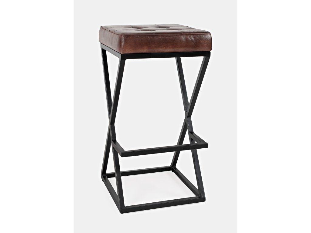Brooks Leather Stool (1/CTN) - Dark Sienna - image 1