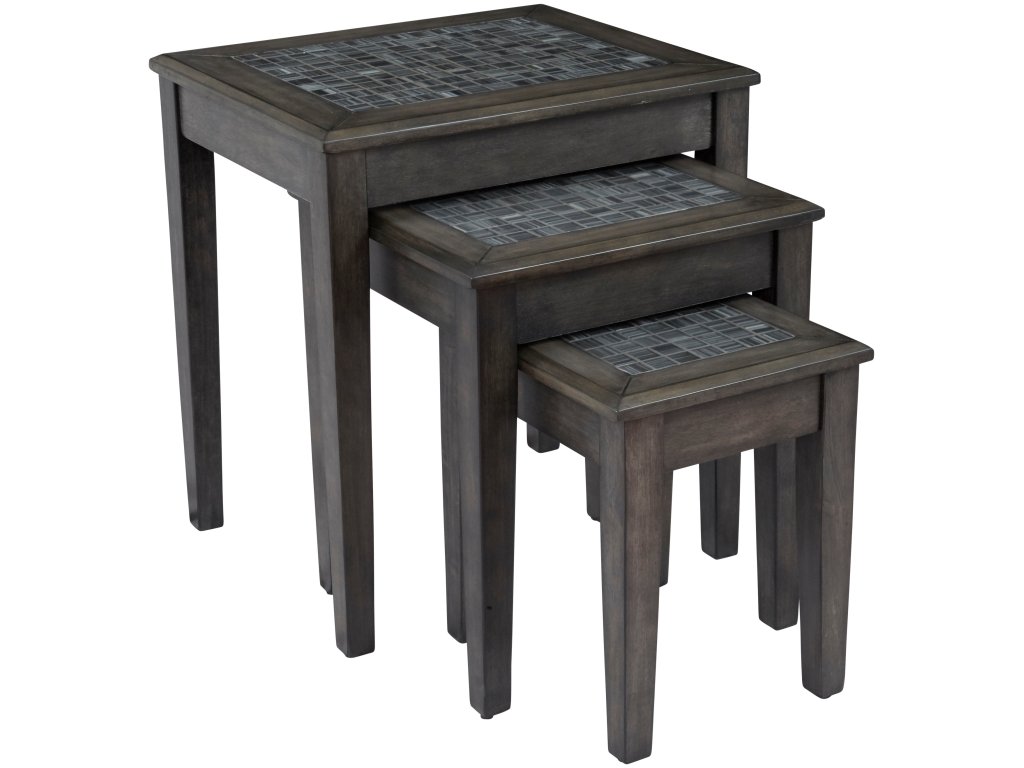 Grey Mosaic Nesting Tables - Set of 3 - main image