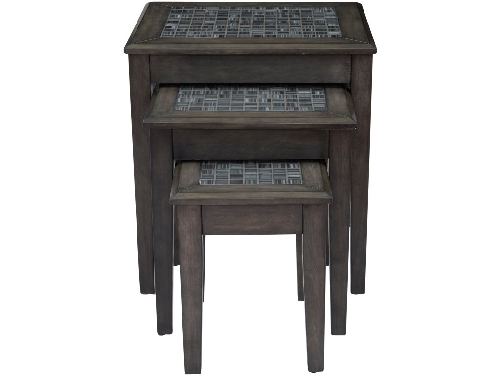 Grey Mosaic Nesting Tables - Set of 3 - image 2