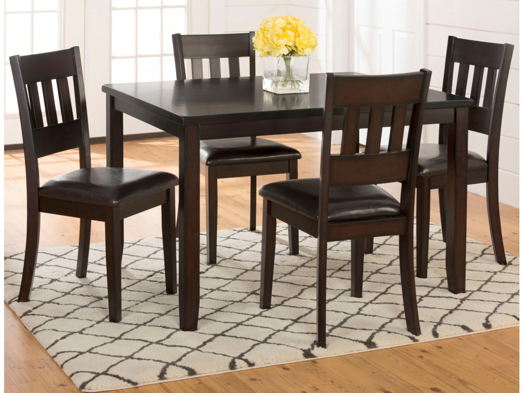 Dark Rustic Prairie Dining 5 Pack- Dining Table with (4) Chairs - main image