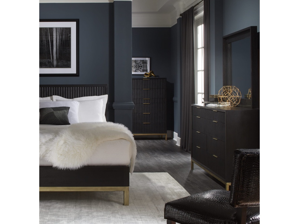 Kentfield Solid Wood Beveled Glass Mirror in Black Drifted Oak - image 1