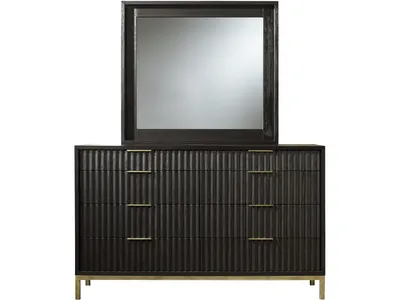 Kentifield Solid Wood Eight Drawer Dresser in Black Drifted Oak (2024)