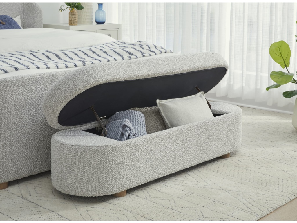 Kiki Upholstered Hinged Storage Bench in Cotton Ball Boucle - image 1