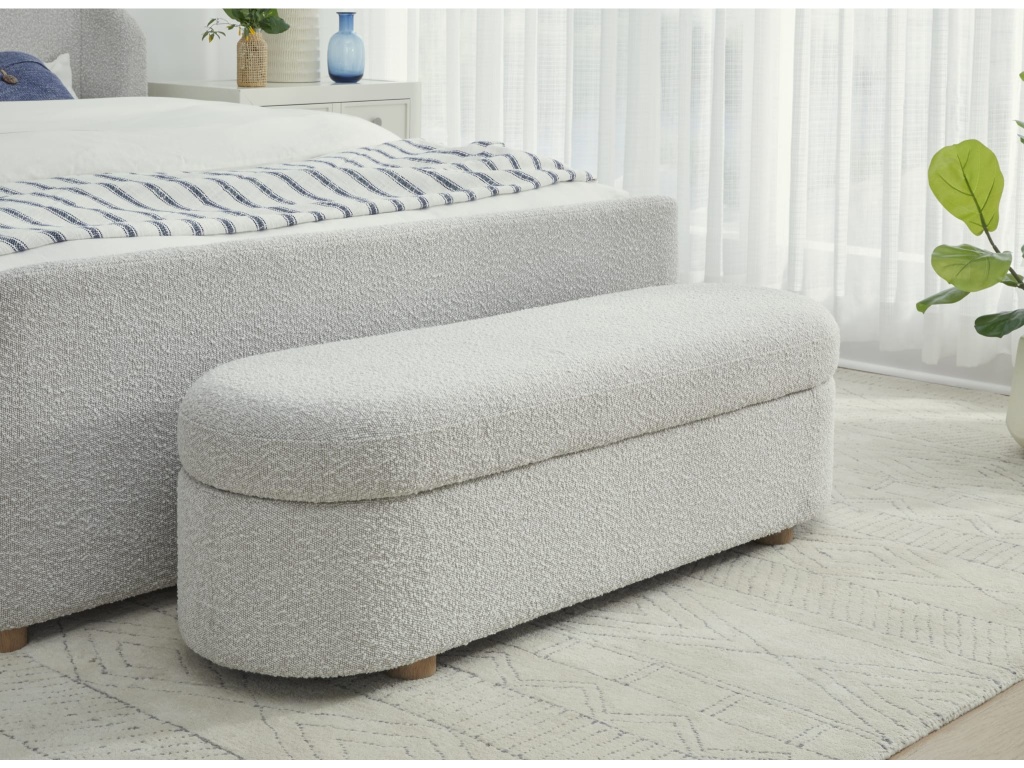 Kiki Upholstered Hinged Storage Bench in Cotton Ball Boucle - main image