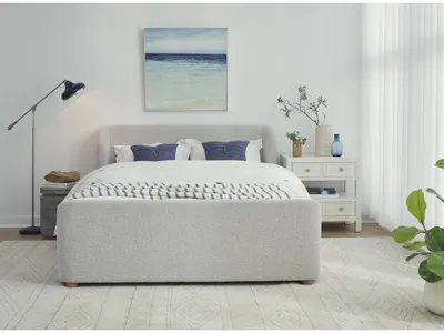 Kiki Upholstered Platform Bed in Cotton Ball Boucle