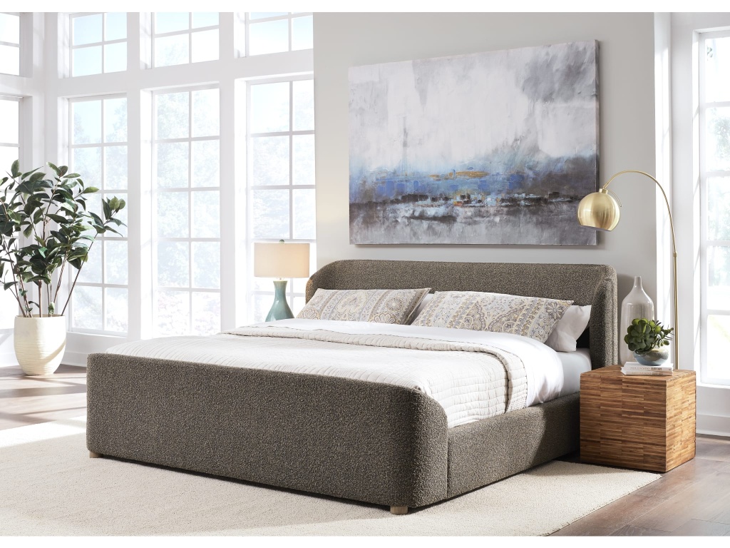 Kiki Upholstered Platform Bed in Pumpernickel Boucle - main image
