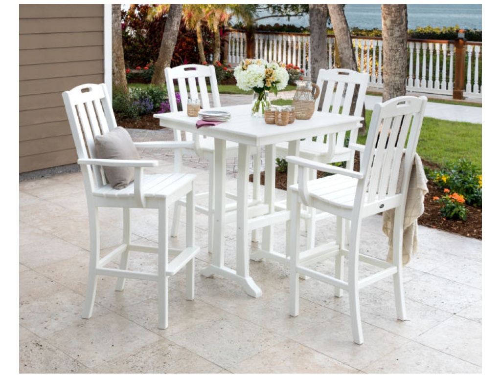 Yacht Club 5-Piece Farmhouse Trestle Arm Chair Bar Set - image 1