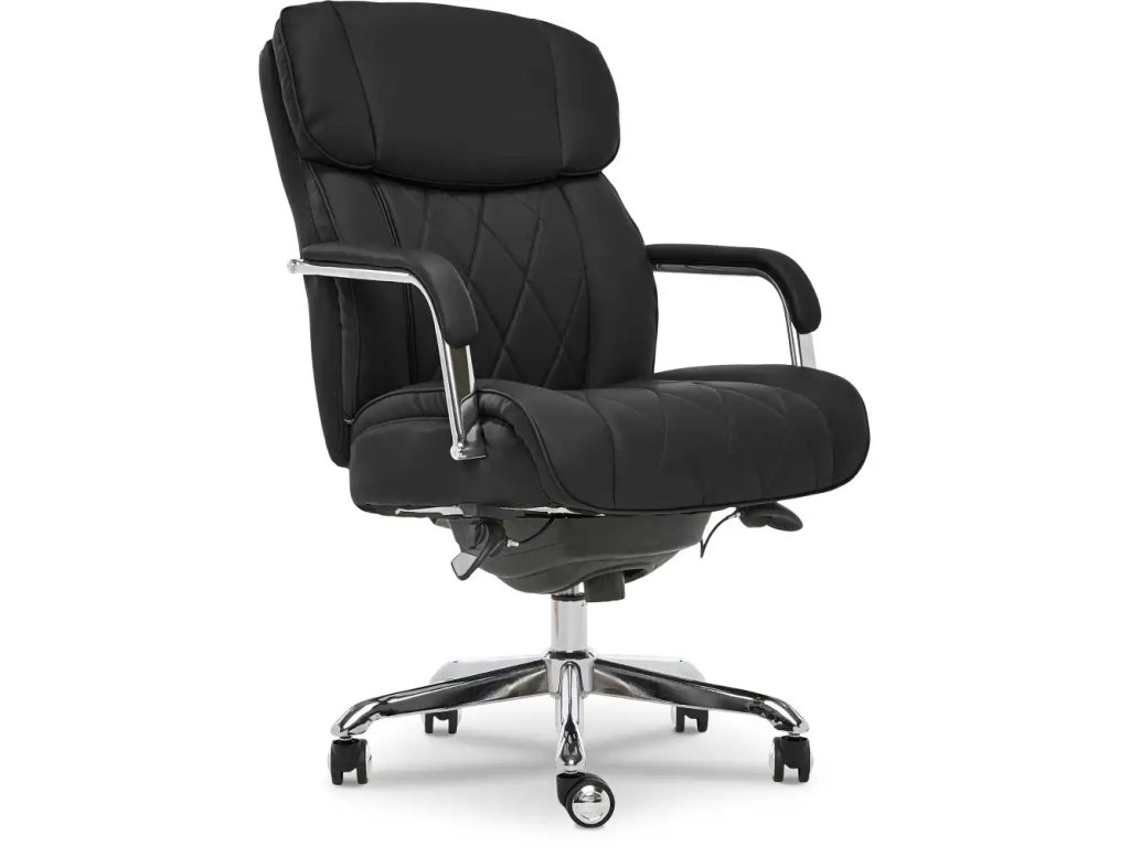 Sutherland Quilted Leather Office Chair, Jet Black - image 3