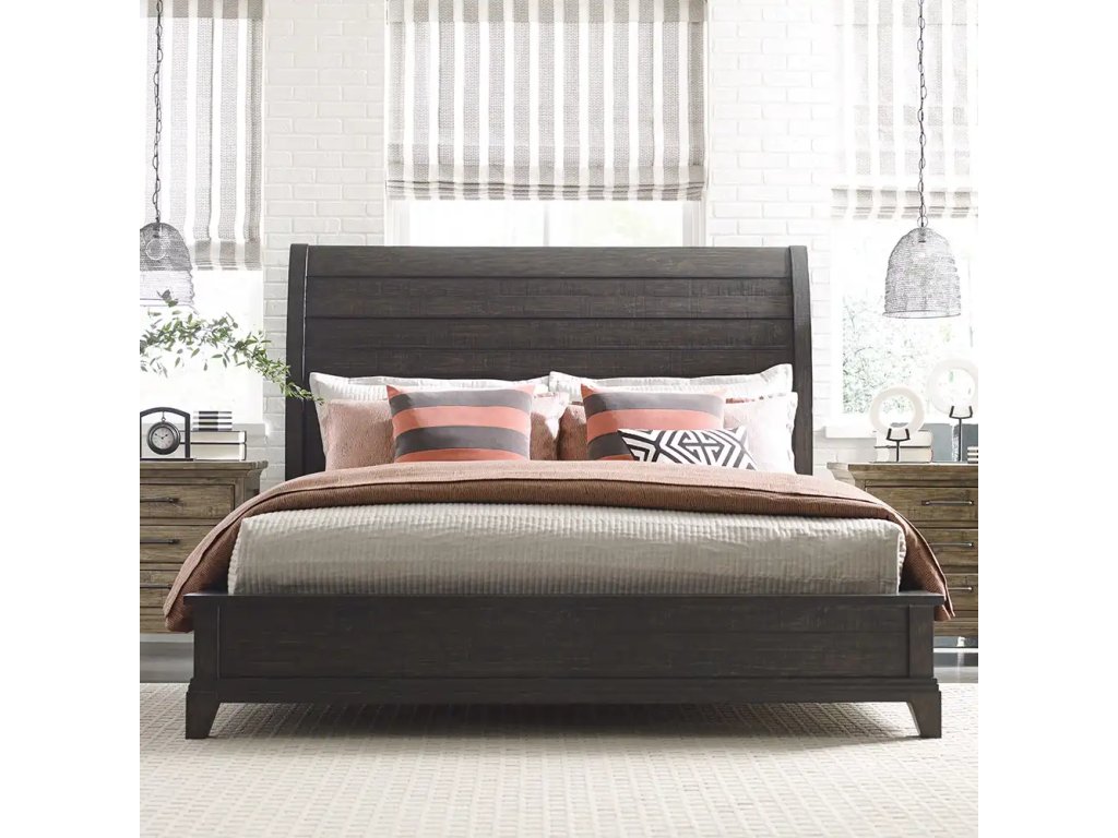 Plank Road King Eastburn Dark Sleigh Bed - image 1