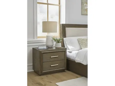 Lawson Two Drawer USB-charger Nightstand in Big Bear Brown