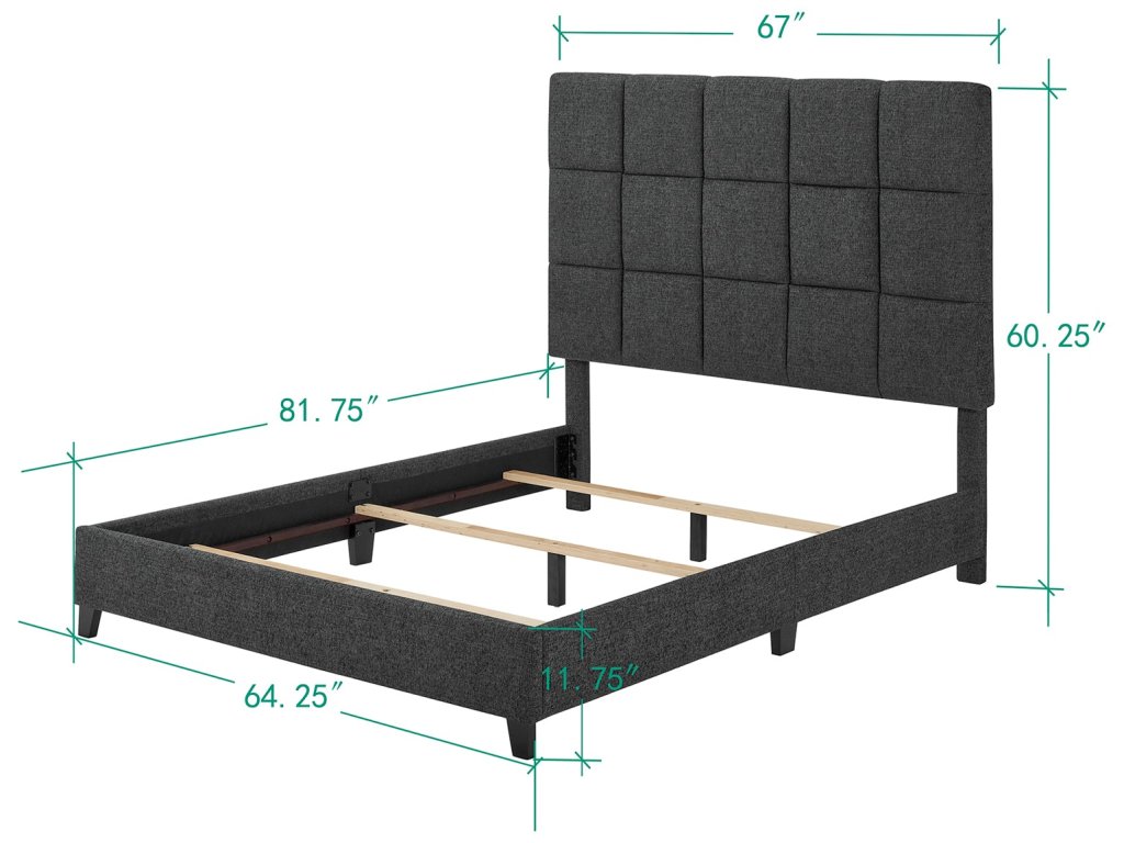 Bridger Upholstered Squares Panel Bed Graphite - image 4