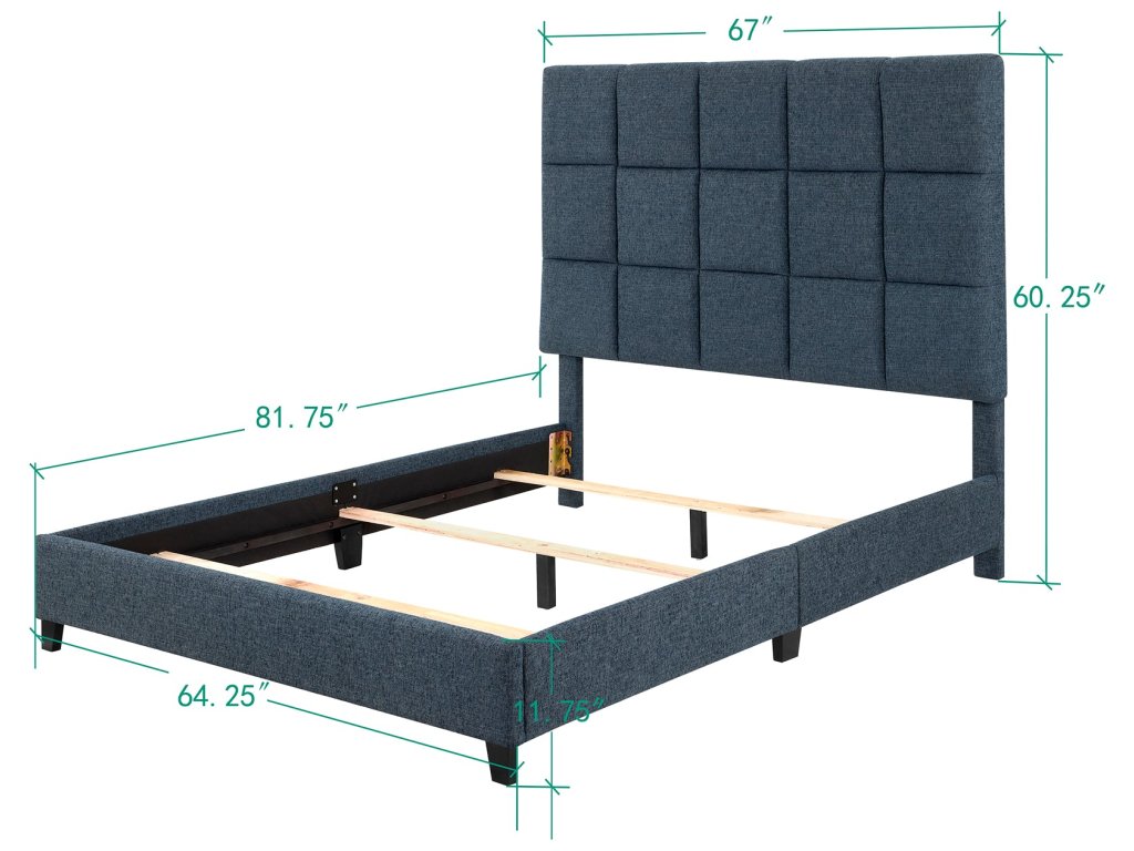 Bridger Upholstered Squares Panel Bed Navy - image 6