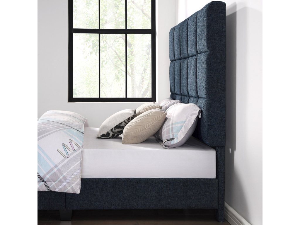 Bridger Upholstered Squares Panel Bed Navy - image 2