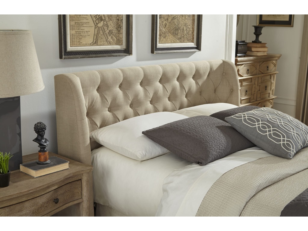 Levi Tufted Platform Bed in Toast Linen - image 1